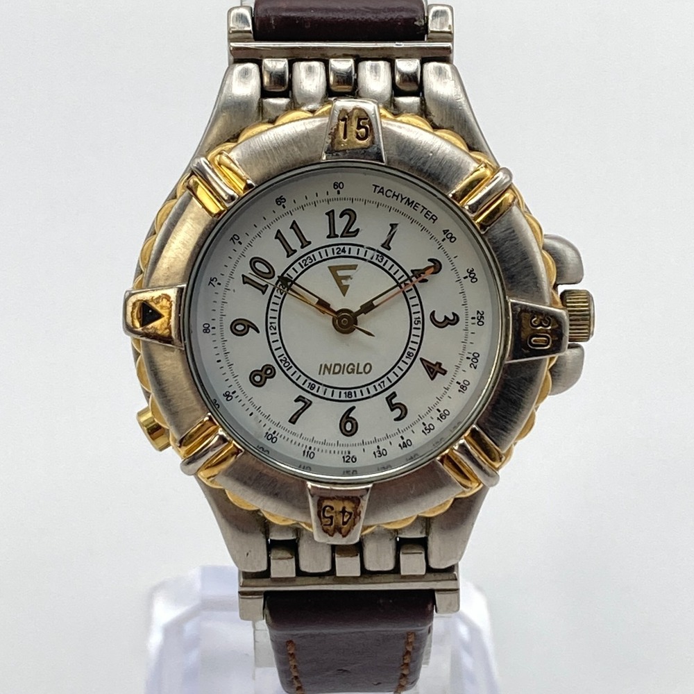 Vintage Timex Women's Watch 32mm Indiglo Silver Gold Two Tone New Battery 90s